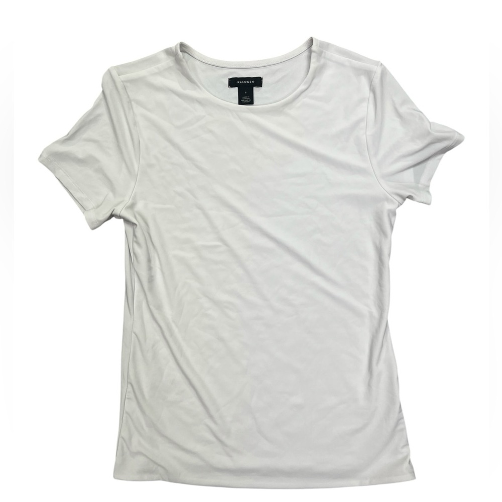HALOGEN top SNOW WHITE T shirt Dressy to casual white crewneck short sleeve S